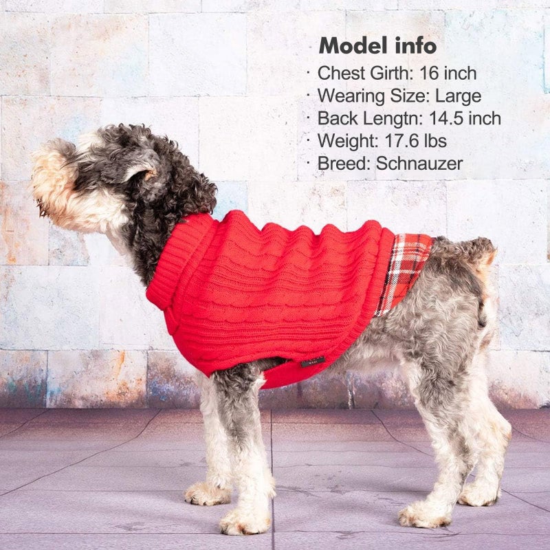 KYEESE Dog Sweater Soft Pullover Dog Sweaters for Small Dogs Girl Warm Turtleneck Small Dogs Sweater Stretchy Knitwear Cat Clothes with Gingham Patchwork Comfy Pet Coat for Fall Winter Cold Weather - Image 4